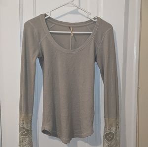 Free People waffle lace long sleeve